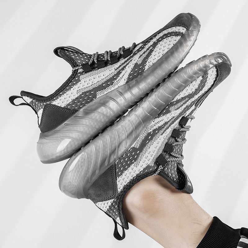 Flying Woven Sports Men's Shoes Summer Breathable Casual Shoes Trend Mesh Coconut Popcorn Shoes Men's Running Shoes details Picture