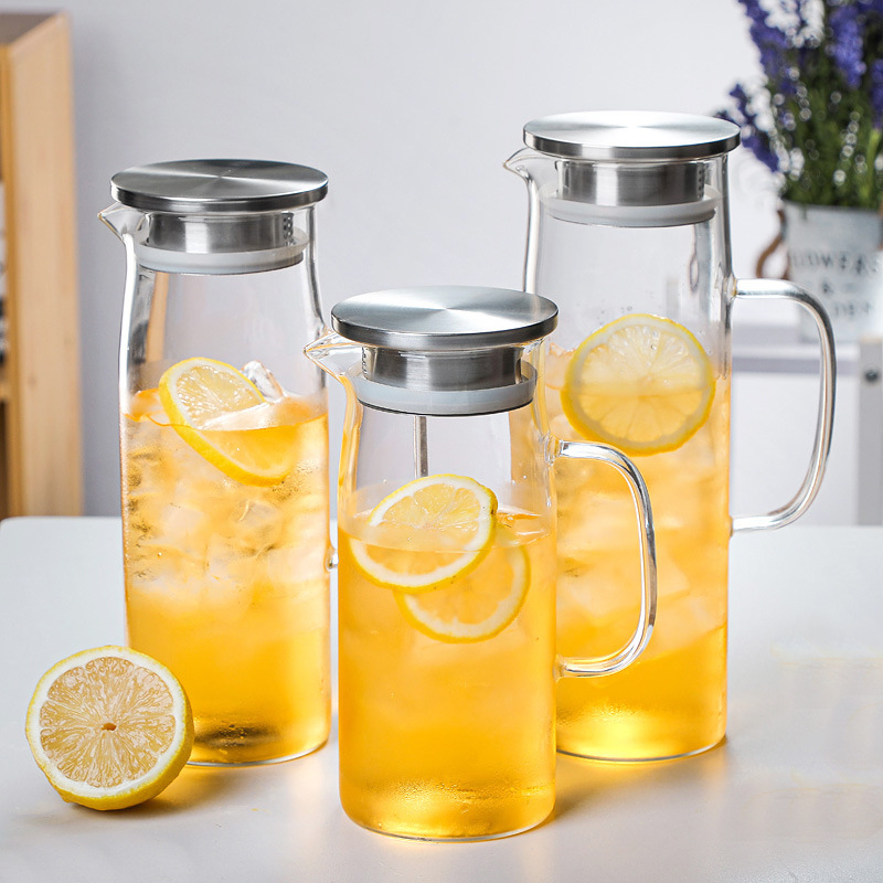 Glass cold water kettle, high borosilicate juice kettle, teapot wholesale, heat-resistant high-temperature large-capacity teapot, household cold water kettle