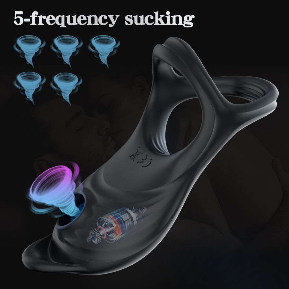 A vibrating remote control dual-ring silicone charging adult sex toy for both men and women details Picture