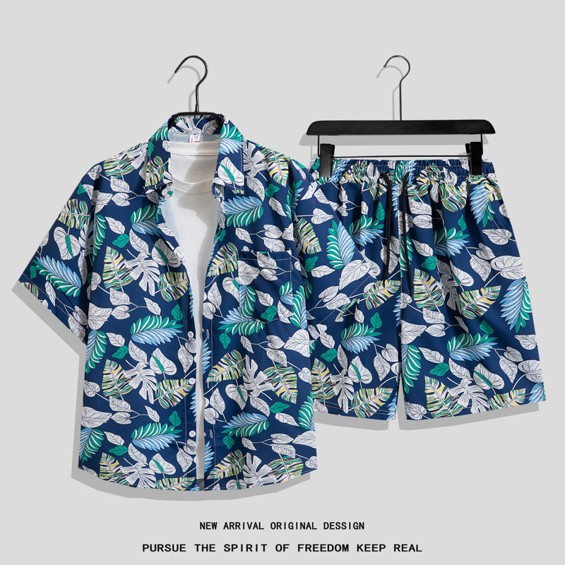 Hawaiian style shirt men's ins summer loose short-sleeved 