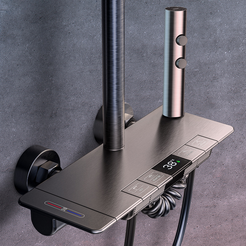 Jun Yu Piano Key Gun Gray Intelligent Digital Display Constant Temperature Rain Shower Set Shower Shower Shower Shower Application Scenario
