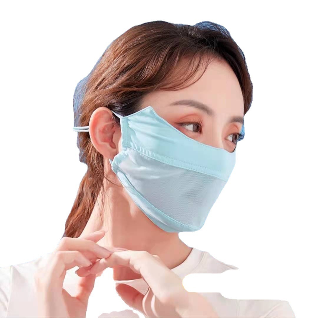 防晒口罩/口罩/防晒冰丝/防晒面纱/夏季防嗮面罩白底实物图
