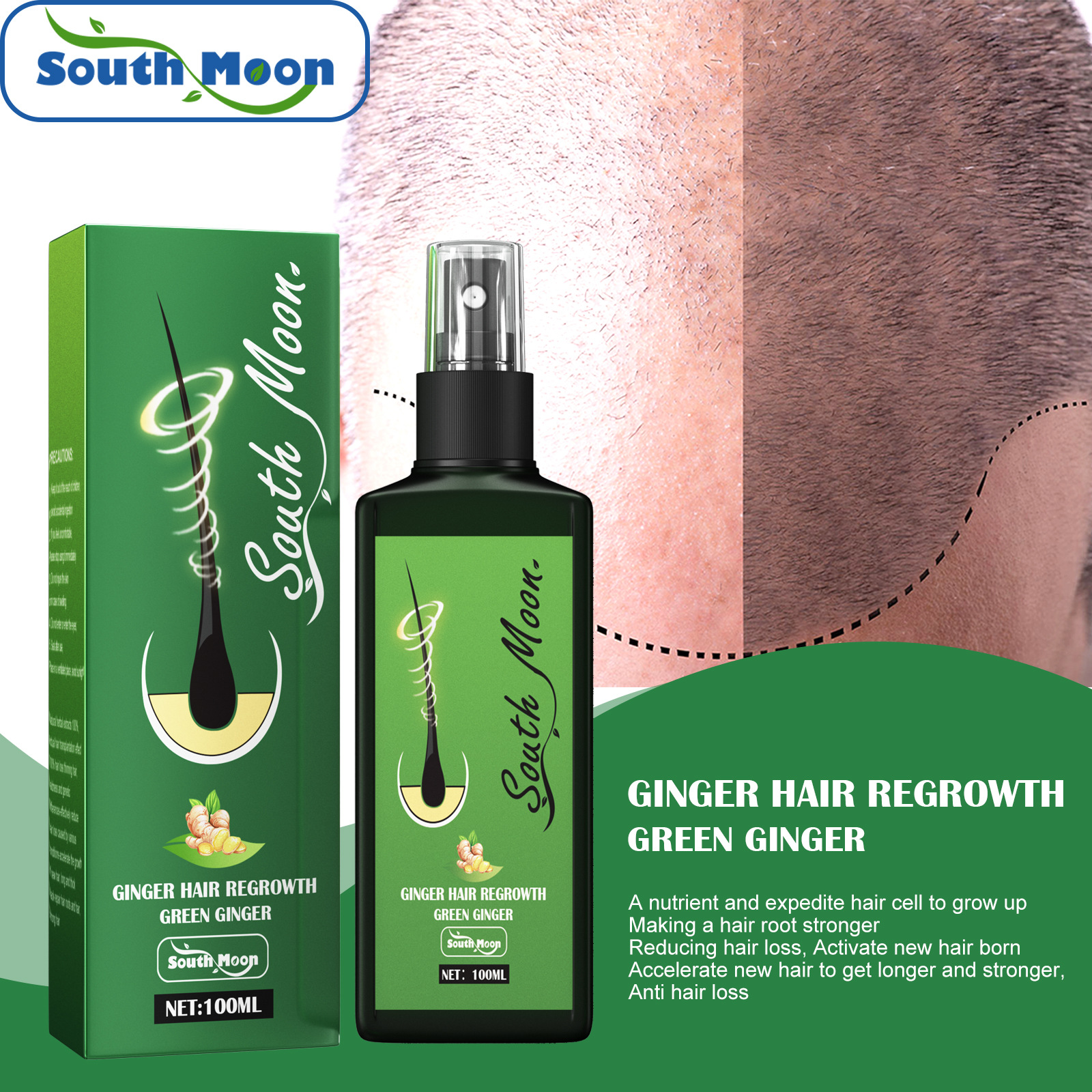 South Moon Hair Nourishing Growth Spray Moisturizes Fast Growth Anti-Defixation Hair Spray Growth Solution