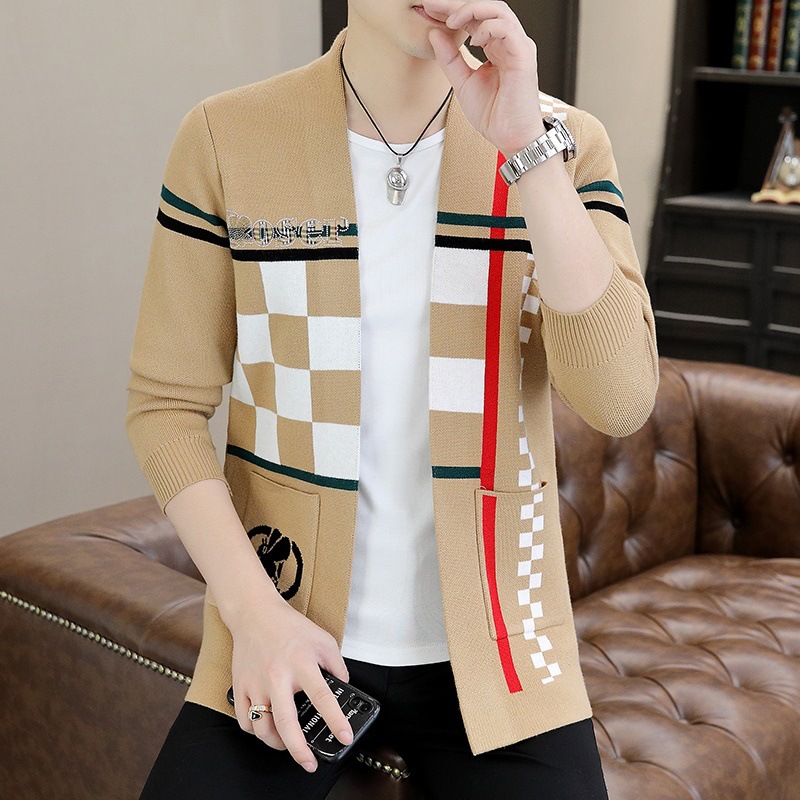 Men's knitted jacket, autumn new style cape, trendy casual with pockets, cardigan, sweater jacket, men's upper garment Specification image