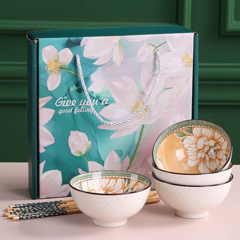 Japanese-style ceramic bowl and chopstick sets, bowl gift boxes, company opening event sales gifts, practical bowls, and small gifts given away details Picture