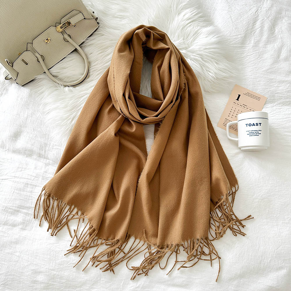 纯色围巾女冬季新款欧美仿羊绒围巾跨境多色保暖围脖长款披肩批发详情34