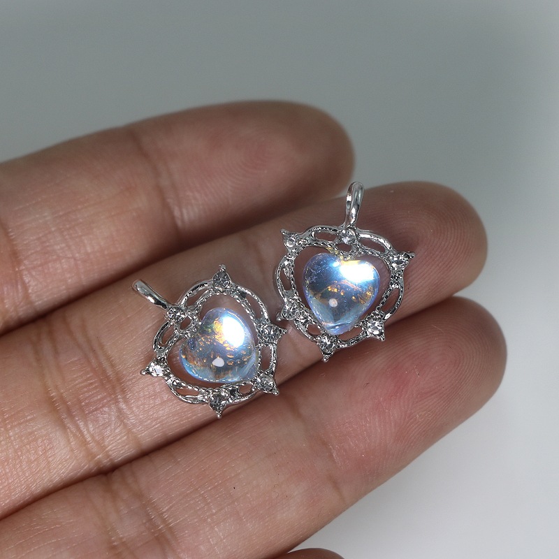 Best-selling moonstone heart-shaped fairy accessory diy handcrafted jewelry, earrings, bracelets, necklaces, pendant materials Specification image