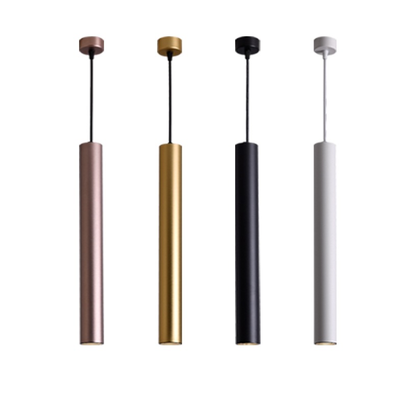 led long cylindrical decorative single-head dining room and living room chandelier, simple modern creative hanging line spotlight, bar table lamp