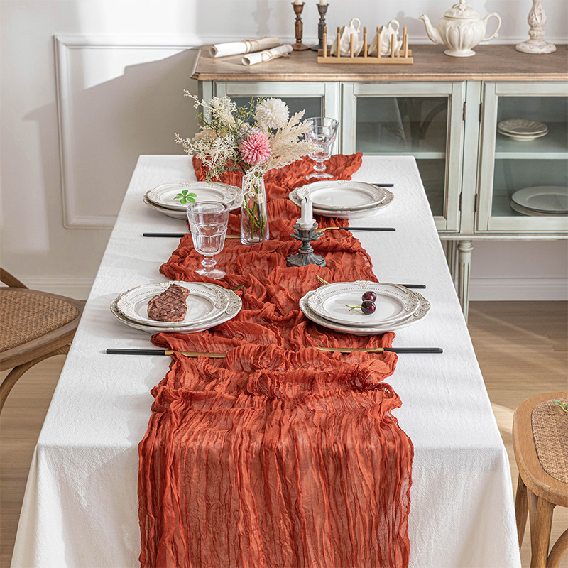 Balinese gauze crepe table flag European twist tablecloth wedding party decoration crepe Bohemian style table flag wholesale