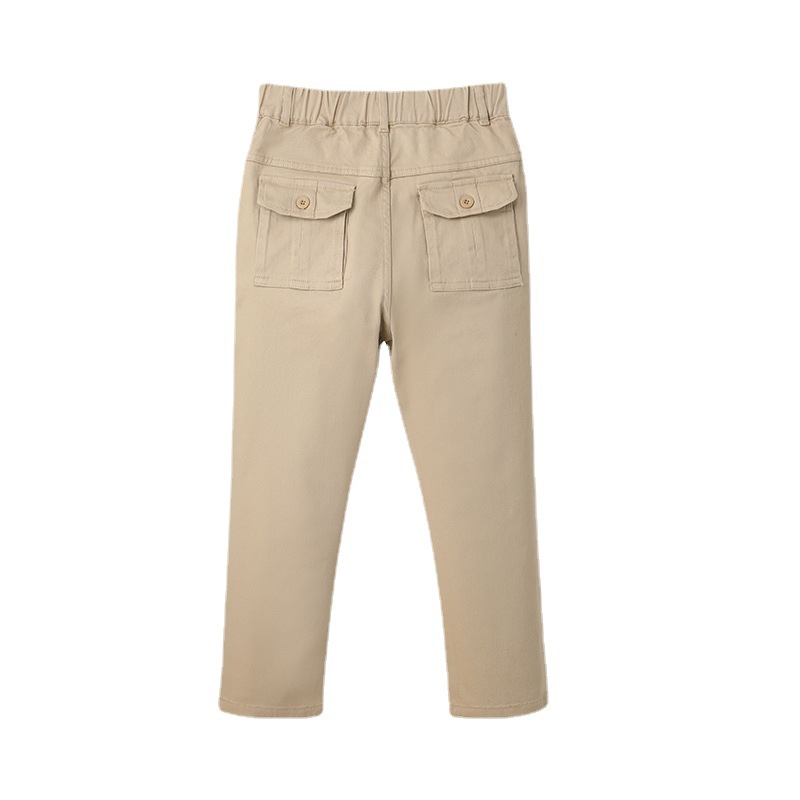 Cuhk Children Stretch Cotton Pants Boys Khaki Casual Pants Girls Spring And Autumn School Pants Item Picture