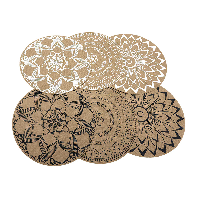 Sante Imitation Linen Round Pvc Heat Insulation Mat Coffee Table Mat Advanced Western Placemateswaterproof Light Luxury Placemateschinese Europe Item Picture