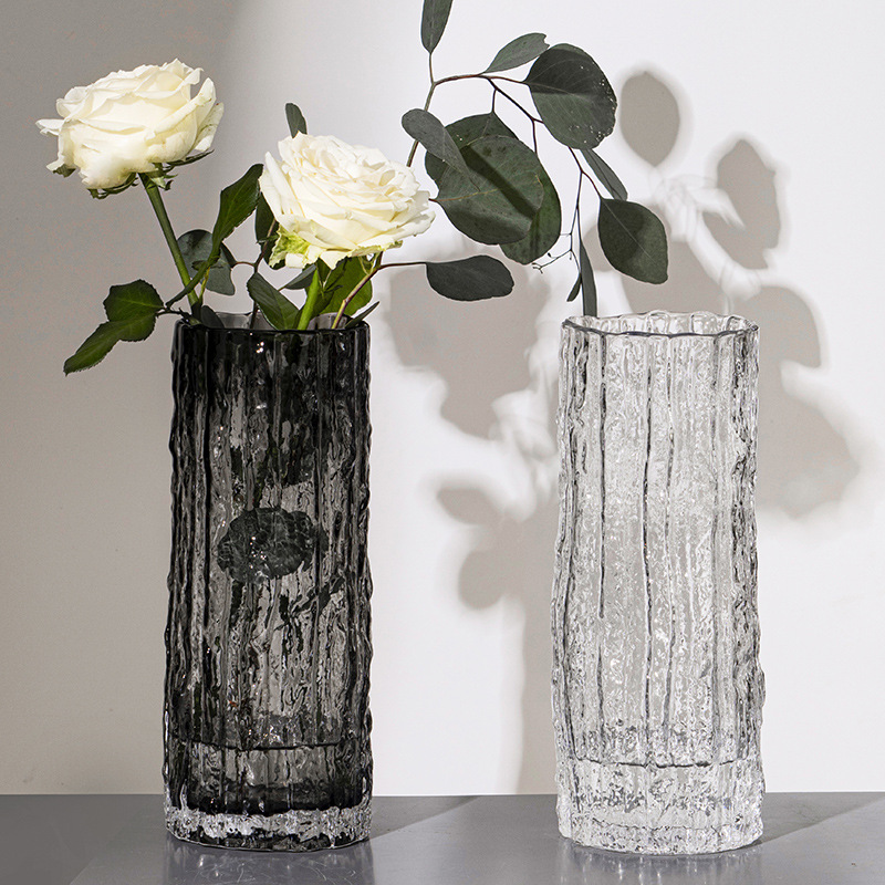 Instagram Wind Net Red Freezing Freezing Glacier Vase Glass Transparent Flower Arrangement Rose Flowers Living Room Table Decoration One