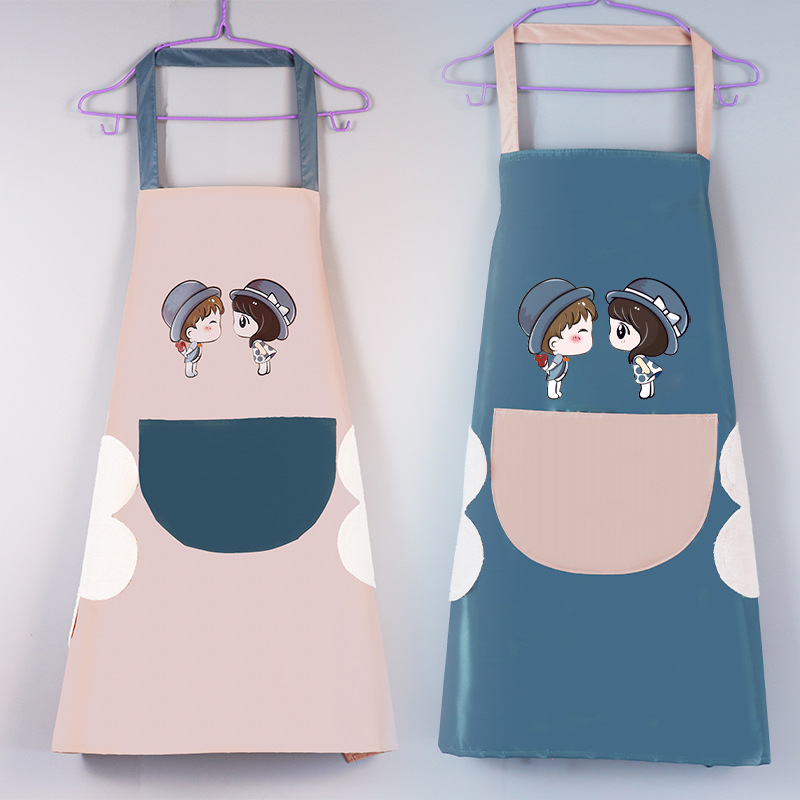 Men And Women Household Kitchen Cooking Waterproof And Oil-Proof Cartoon Overalls Work Clothes Can Wipe Hands Apron Wholesale Printing Logo details Picture