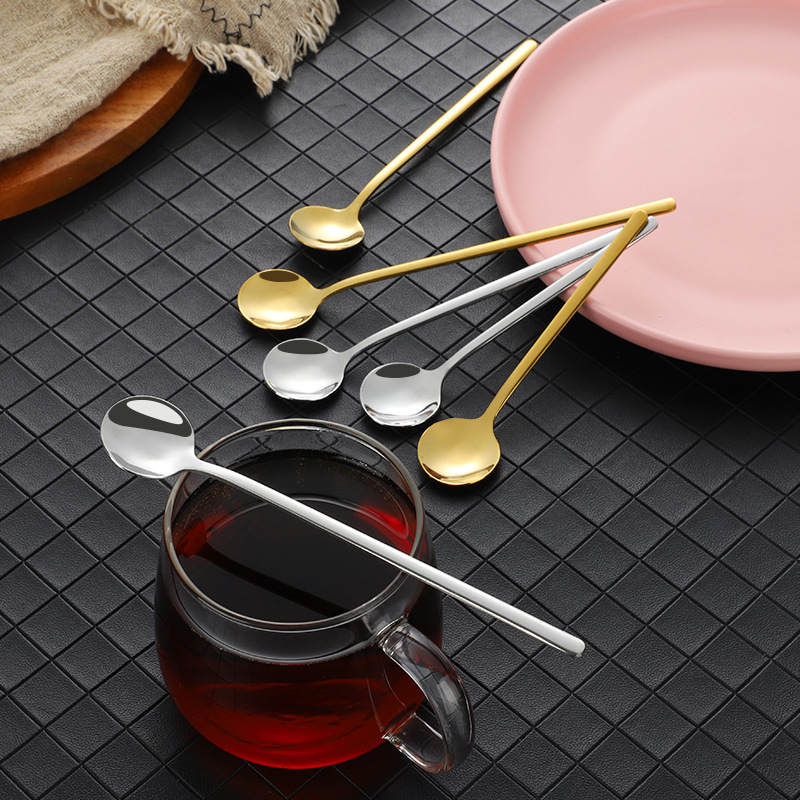 Cute Little Spoon Stainless Steel High Appearance Level Gold Coffee Spoon Mixing Spoon Dessert Spoon Ice Cream Spoon Long Handle Ice Spoon Application Scenario
