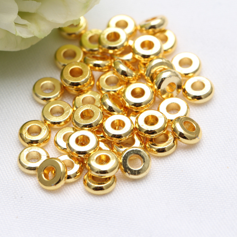Color Retaining Gold Beads 14K Covered Gold Bead Spacer Piece Loose Beads Diy Jewelry Accessories Bracelet Necklace Smooth Flat Wheel Wholesale details Picture