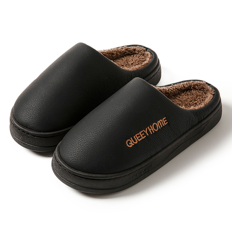 拖鞋秋冬款/男鞋男士冬季休闲/棉皮鞋男士冬季休闲/毛拖/拖鞋冬白底实物图