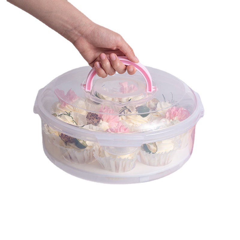 Wholesale reusable round dessert and pastry packaging boxes, plastic commercial doughnuts, multi-layer birthday cake boxes Item Picture