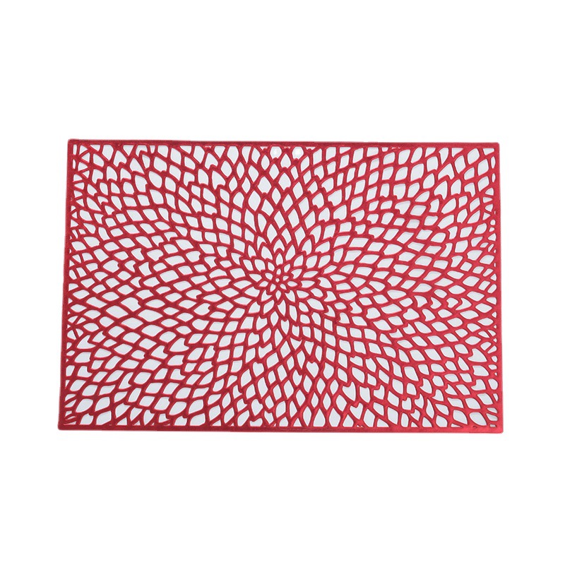 European Simple Rectangular Flower Hollow-Out Placemat Hotel Home Decoration Pvc Anti-Oil, Anti-Slip And Wear-Resistant Washable Table Mat details Picture