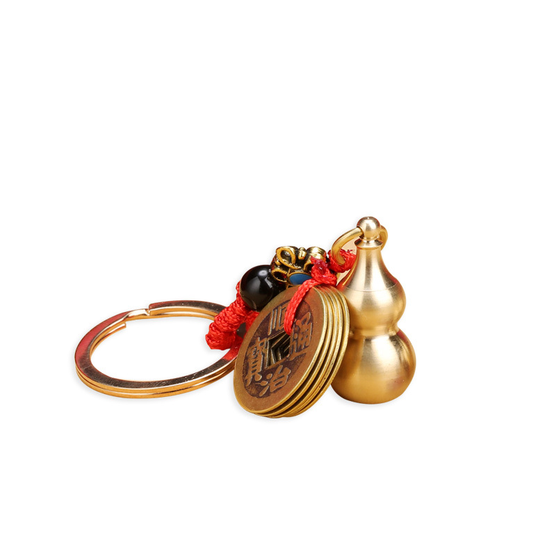 Hollow copper gourds that can hold cinnabar, cinnabar pendants, keychains, zodiac year pendants, men's and women's accessories Item Picture