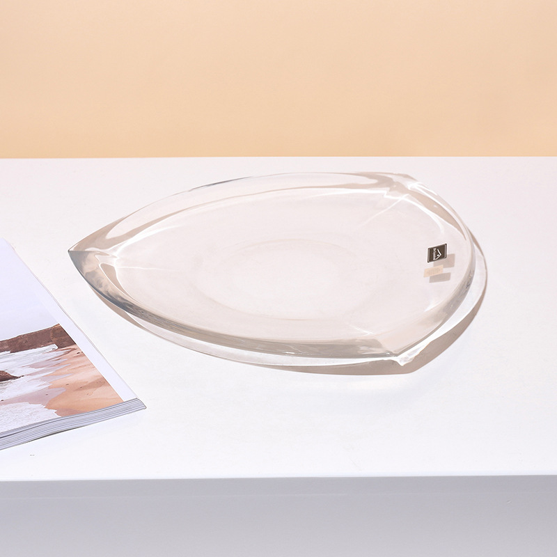 透明清光玻璃盘子菜盘家用三边形平盘可爱水果盘收纳盘埃菲尔平盘