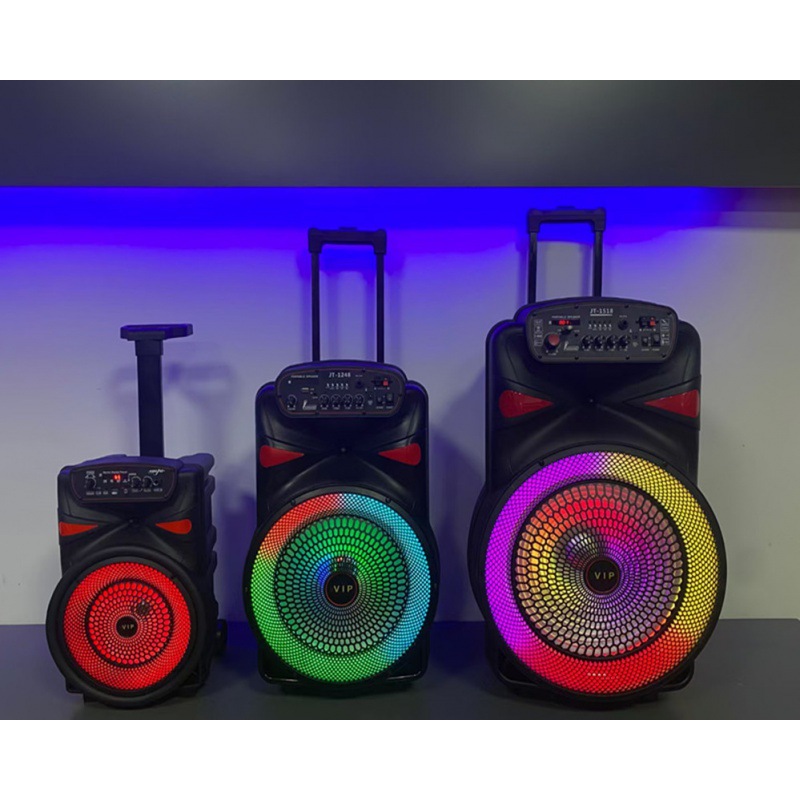 新款10寸 12寸15寸蓝牙音箱RGB彩色跑马灯有线麦克风拉杆户外音箱细节图