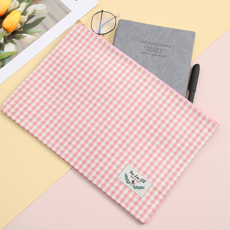Factory direct supply of office supplies, grid zipper file bags, hand-held document bags, wholesale student stationery, file bags details Picture