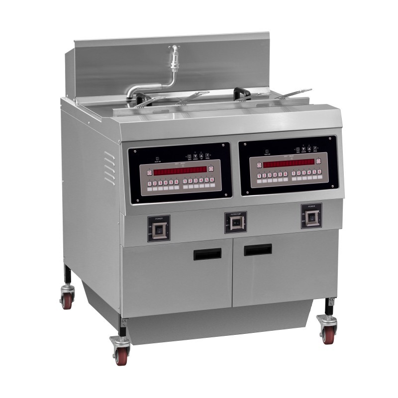322 Electric/Gas Two-Cylinder Four-Basket Computer Suet Fryer With Filter Fryer French Fries Machine Commercial Large Capacity Fryer Application Scenario