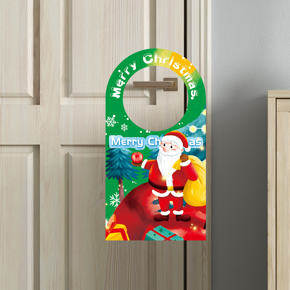 New Christmas decorations Cartoon Santa Claus snowman Elk door handle hanging home decoration door hanging details Picture