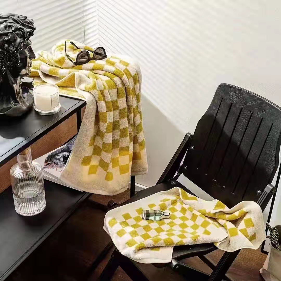 Sweet Cotton Towel Bath Towel Jacquard Lattice Dormitory Students Plain Home Face Towel Wedding Gift New Wholesale Specification drawing