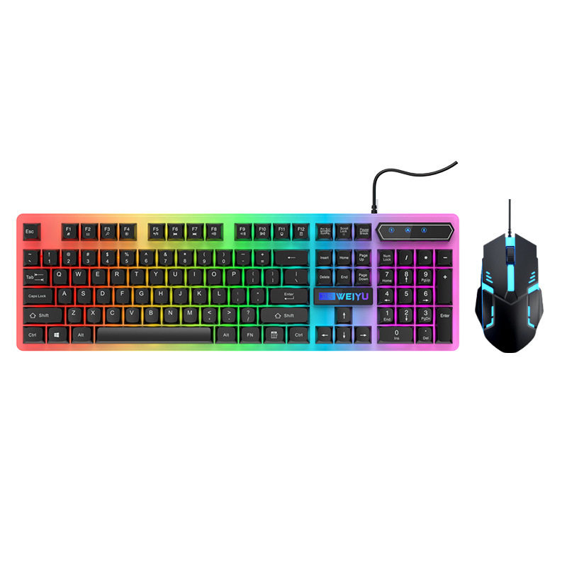 Wholesale of mechanical, tactile, wired keyboard, mouse, and light-emitting sets for gaming and e-sports computer peripherals Item Picture