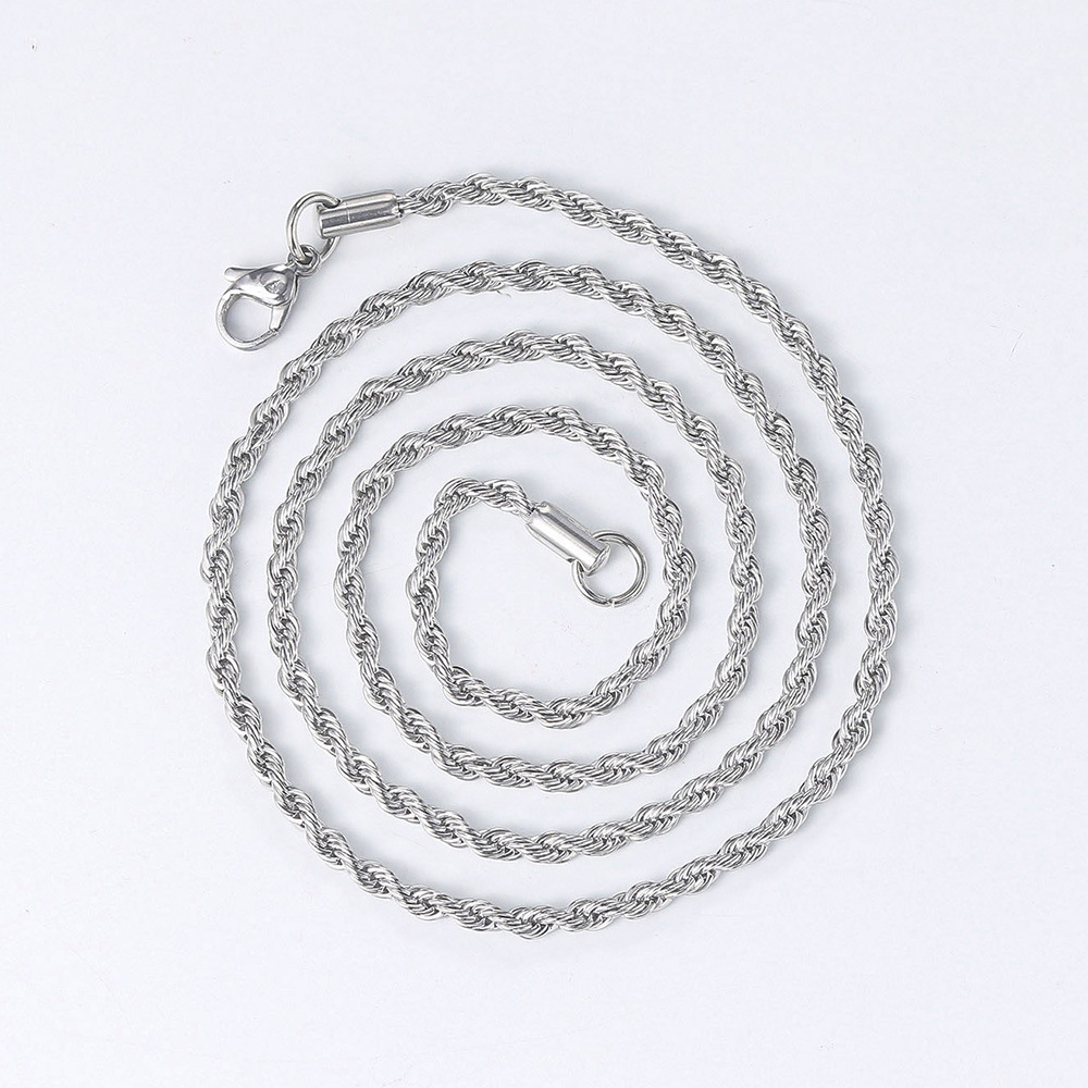 Europe And The United States Popular Hip Hop Hipster Stainless Steel Twist Chain Men's Titanium Steel Vacuum Plated 3Mm Necklace With Chain Wholesale Item Picture
