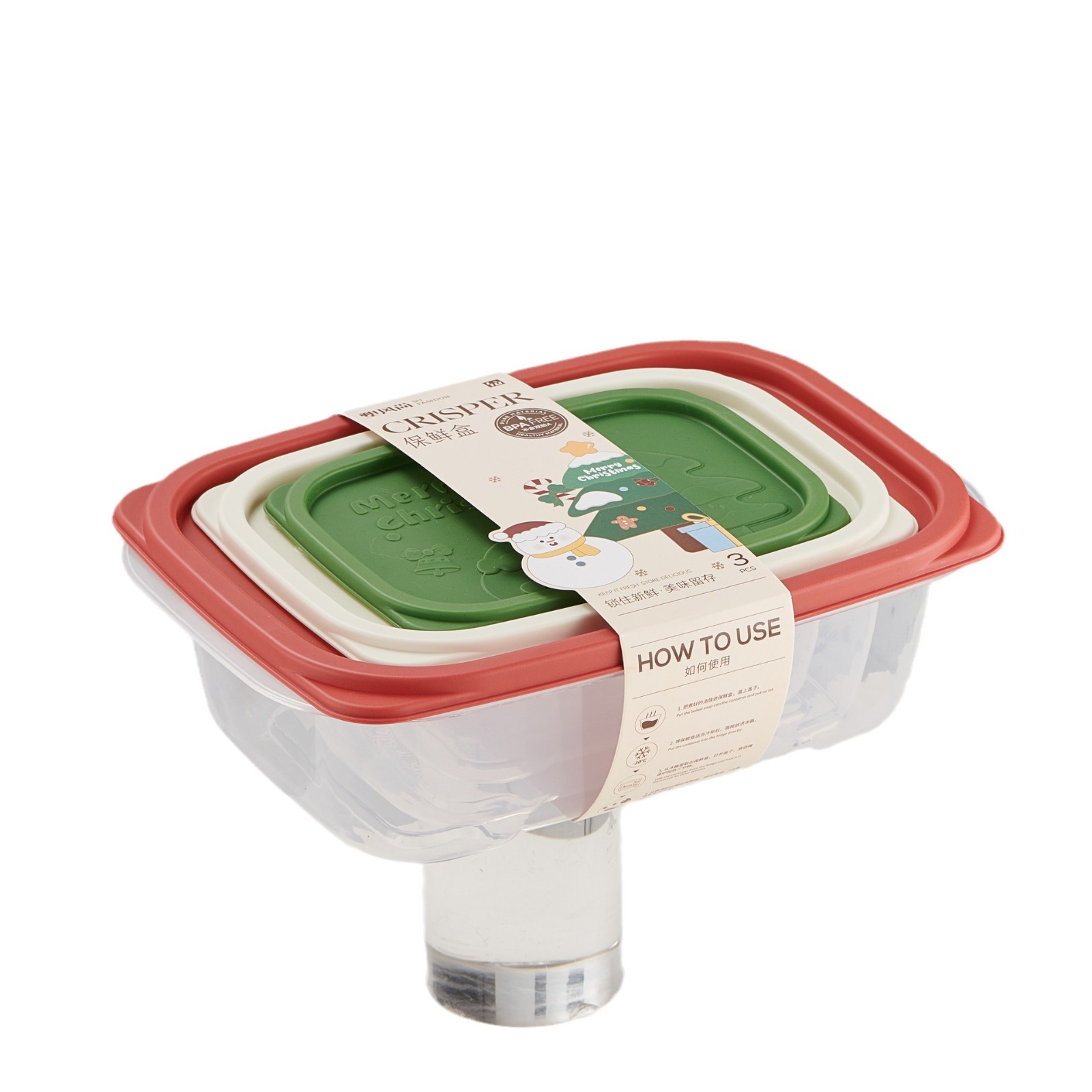 G56 Christmas Food Storage Box, food-grade large-capacity transparent food sealing box, kitchen refrigerator, fruit and vegetable storage box Item Picture