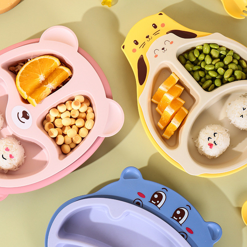 食品级儿童分格餐盘高颜值家用抗菌材质铺食碗具耐摔设计餐具套件