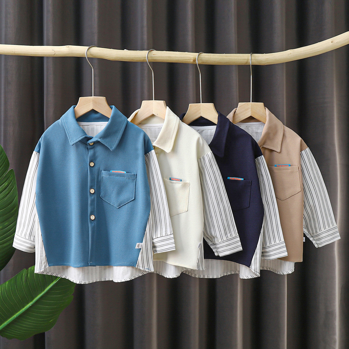 The new autumn long-sleeved shirt for boys, white shirt for children and babies, small children's autumn baby top for children