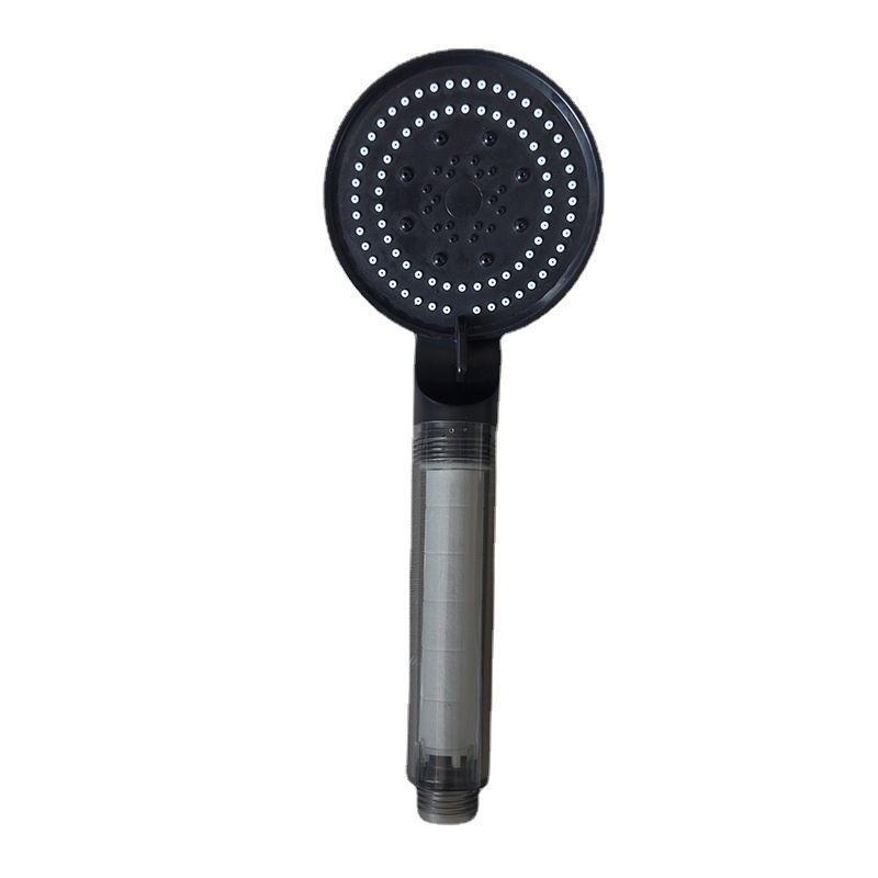 Hand-Held Pressurized Shower Shower With Filter Water Pressure Bath Hand Spray Black 5 Adjustable Nozzle Item Picture
