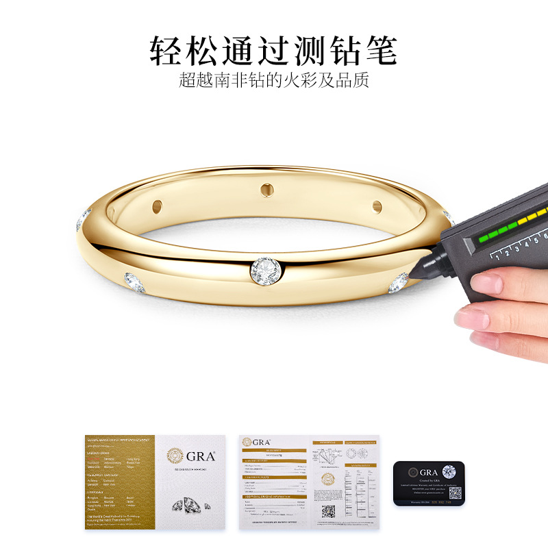 Cross-border foreign trade live streaming simple s925 pure silver plain ring, versatile and layered, high-end Moissanite starry sky ring for women Application Scenario