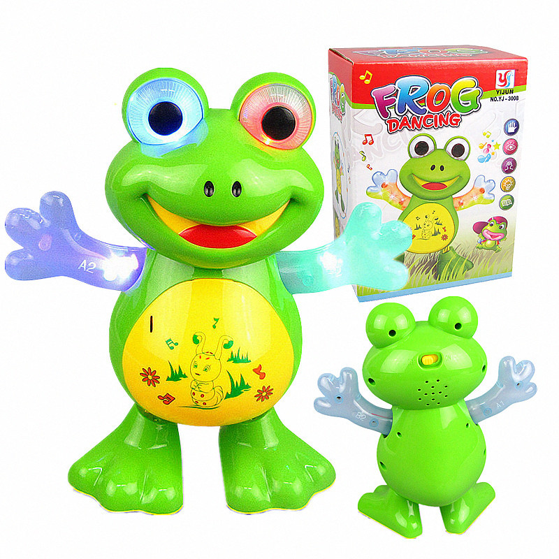 Electric light music dance swing little frog Park night market stalls children's toys foreign trade factory direct sales full figure
