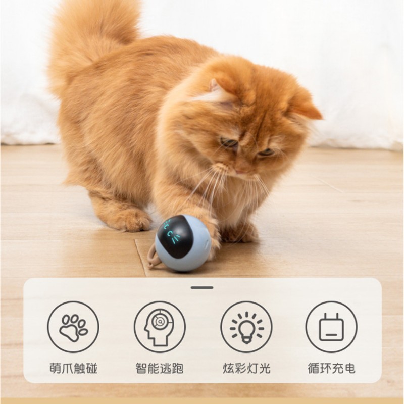 Pet toy smart rolling cat ball toy LED bite resistant light up fun chasing toy pet cat ball Specification image