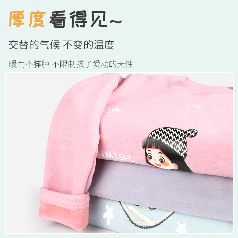 Girls' thermal underwear with fleece and thickened layers, middle and large children's innerwear, long Johns and long pants set, winter thickened cotton sweater Application Scenario