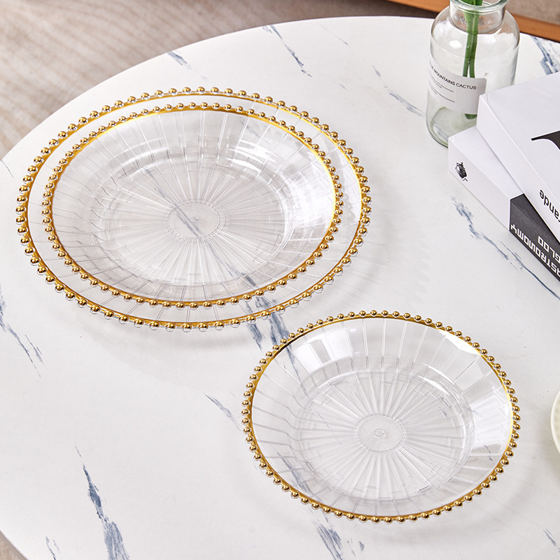 Cross-border plastic glacier-patterned light luxury fruit platters, home living room coffee tables, high-end water and snack wholesale, hot sales in Phnom Penh for foreign trade