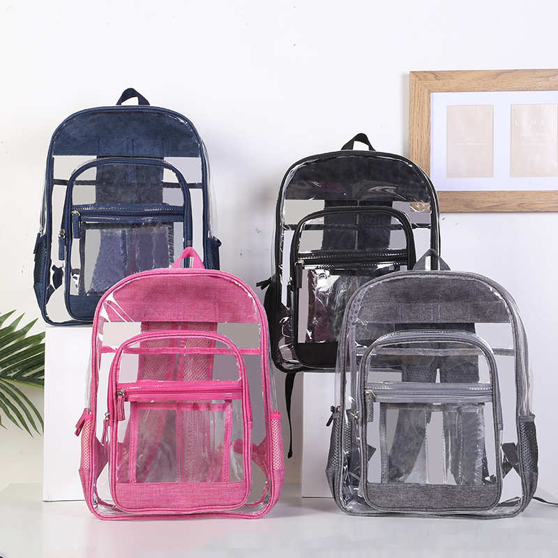 Travel fashion plastic backpack, student large-capacity waterproof schoolbag, creative pvc transparent backpack customization Specification image