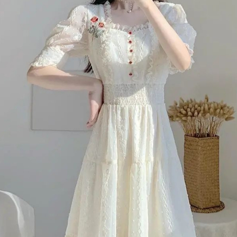 Lace embroidery 2025 new style slimming and elegant tea break French retro niche fairy lace dress Application Scenario