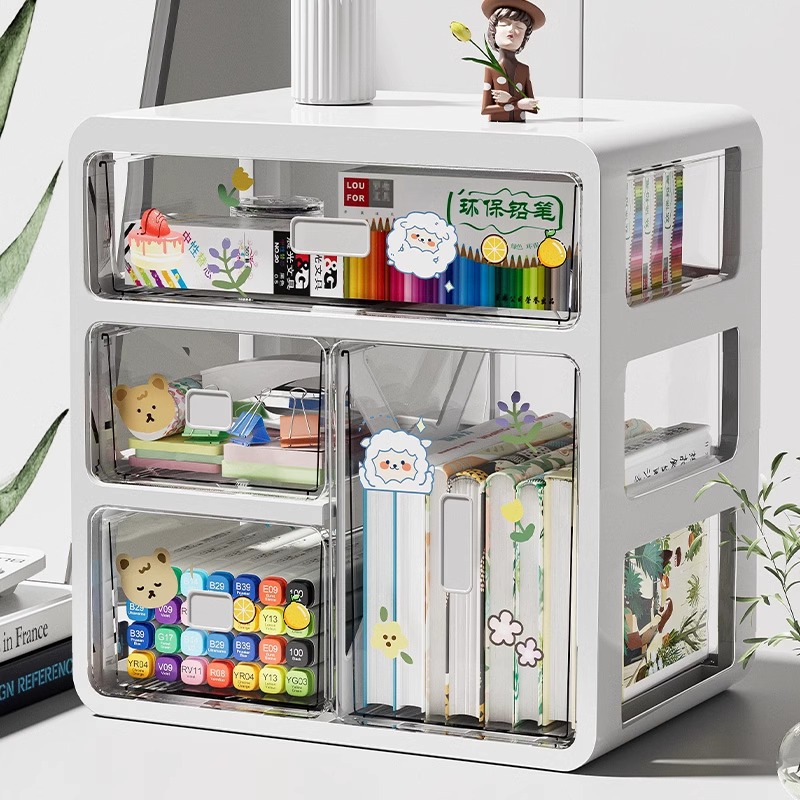 Desktop storage box, drawer-type office workstation wonder, stationery and sundries storage rack, desk dust-proof organizing box