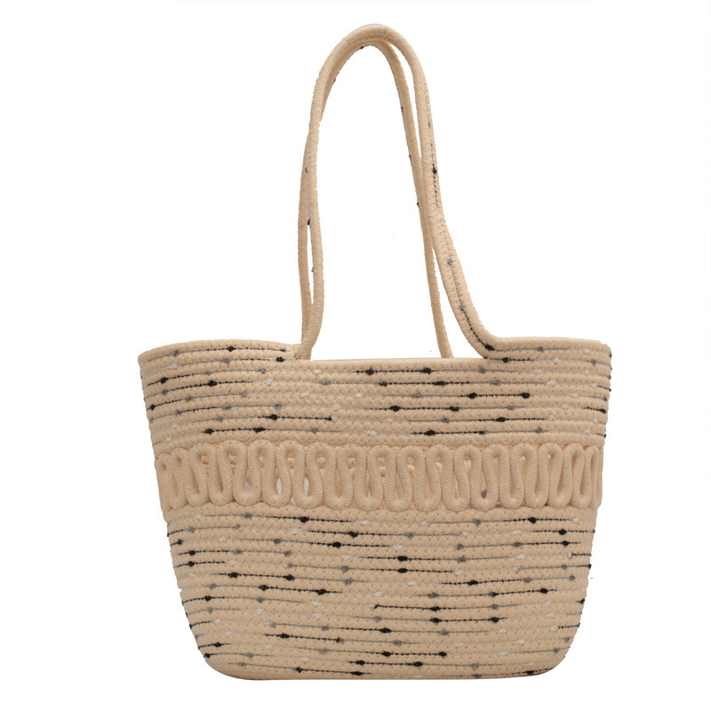 Shoulder Bag Hollow Woven Cotton Bag New Summer Large Capacity French Straw Bag Beach Holiday Bag Female Item Picture