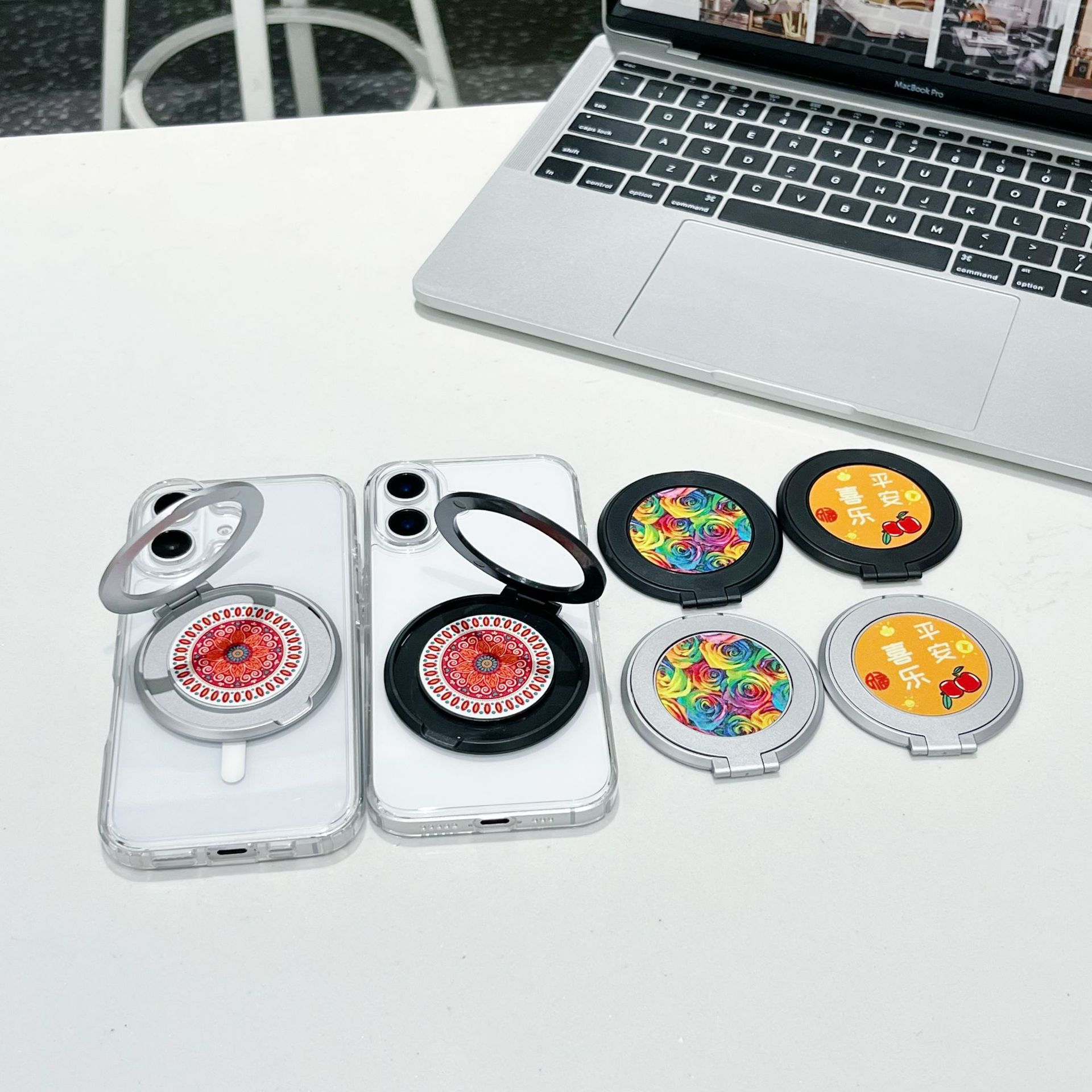 新款多功能便携圆盘指环支架360度旋转背贴手机桌面懒人直播支架详情10