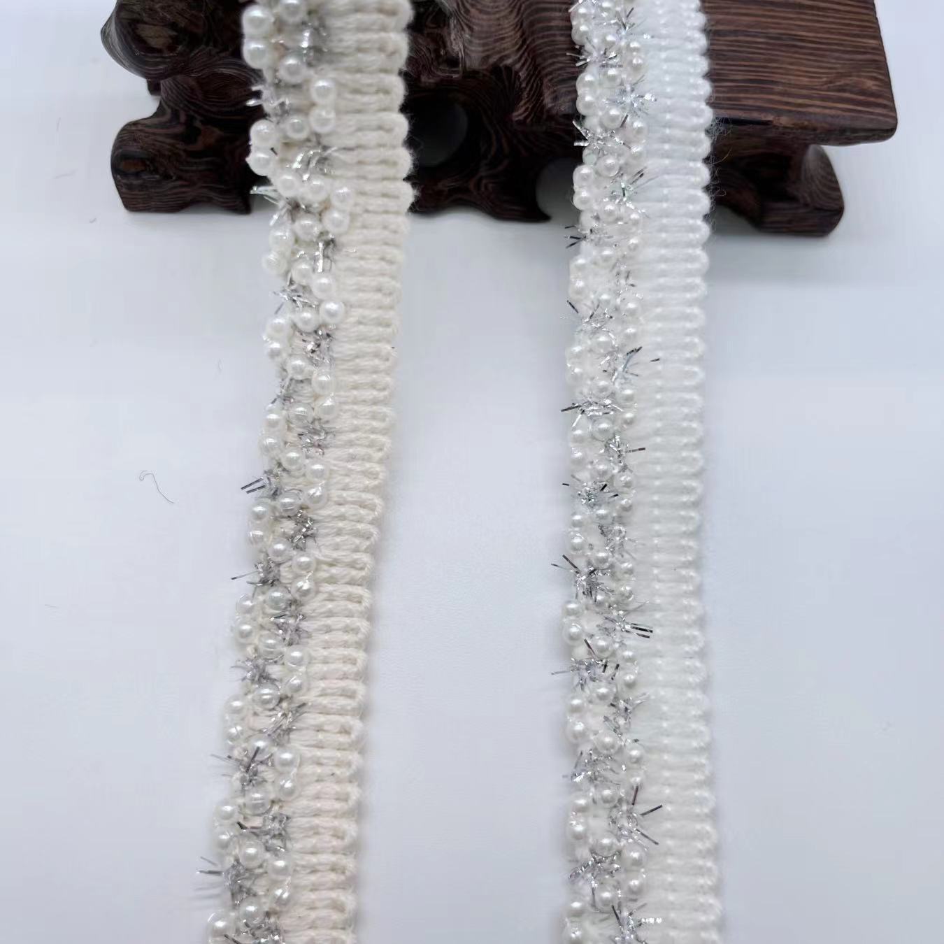 Gold And Silver Strand Pearl Three-Dimensional Sewing Home Textile Accessories Clothing Shoes And Hats Dny Handmade Pearl Lace Webbing Specification drawing