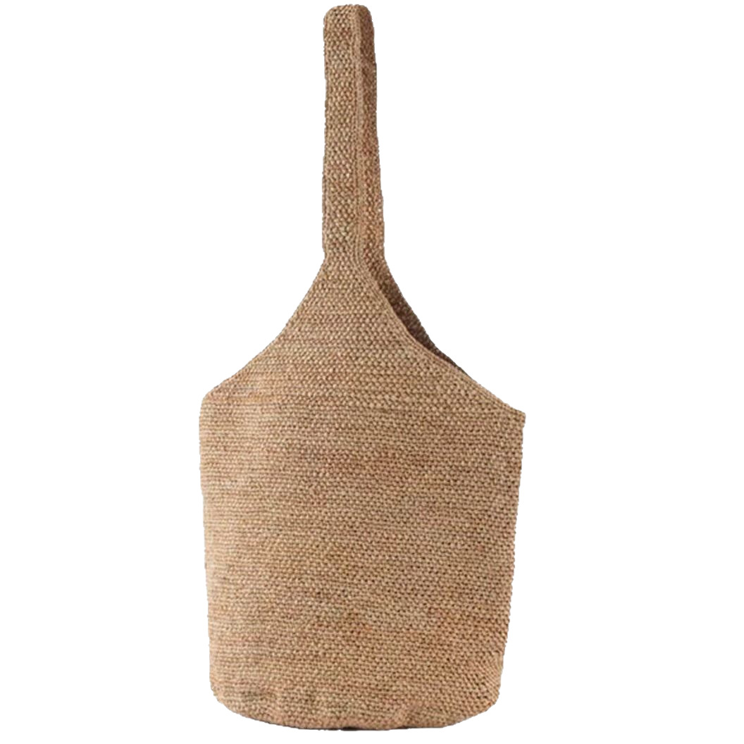 Japanese and Korean style bucket bag, hand-woven Lafite grass bag, women's summer beach bag, travel single-shoulder bag Item Picture