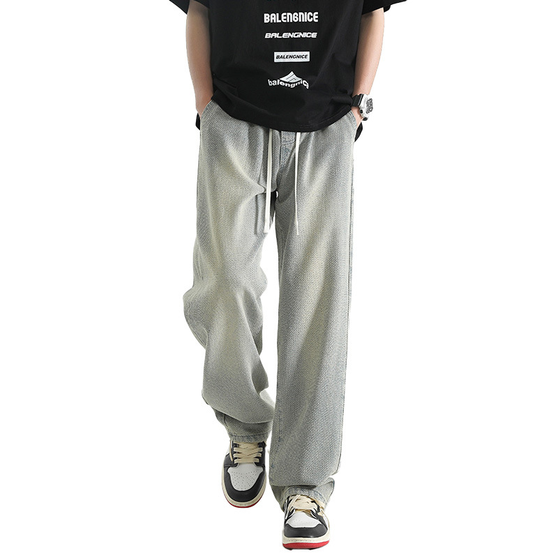 Starry sky print straight-leg jeans for men's summer 2025 new style, thin American high street loose wide-leg pants, casual long pants Item Picture