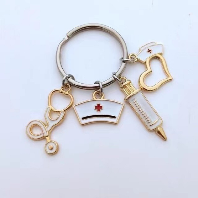 Cross-border diy handmade jewelry accessories: mini syringes, stethoscopes, nurse caps, alloy pendants, necklaces details Picture