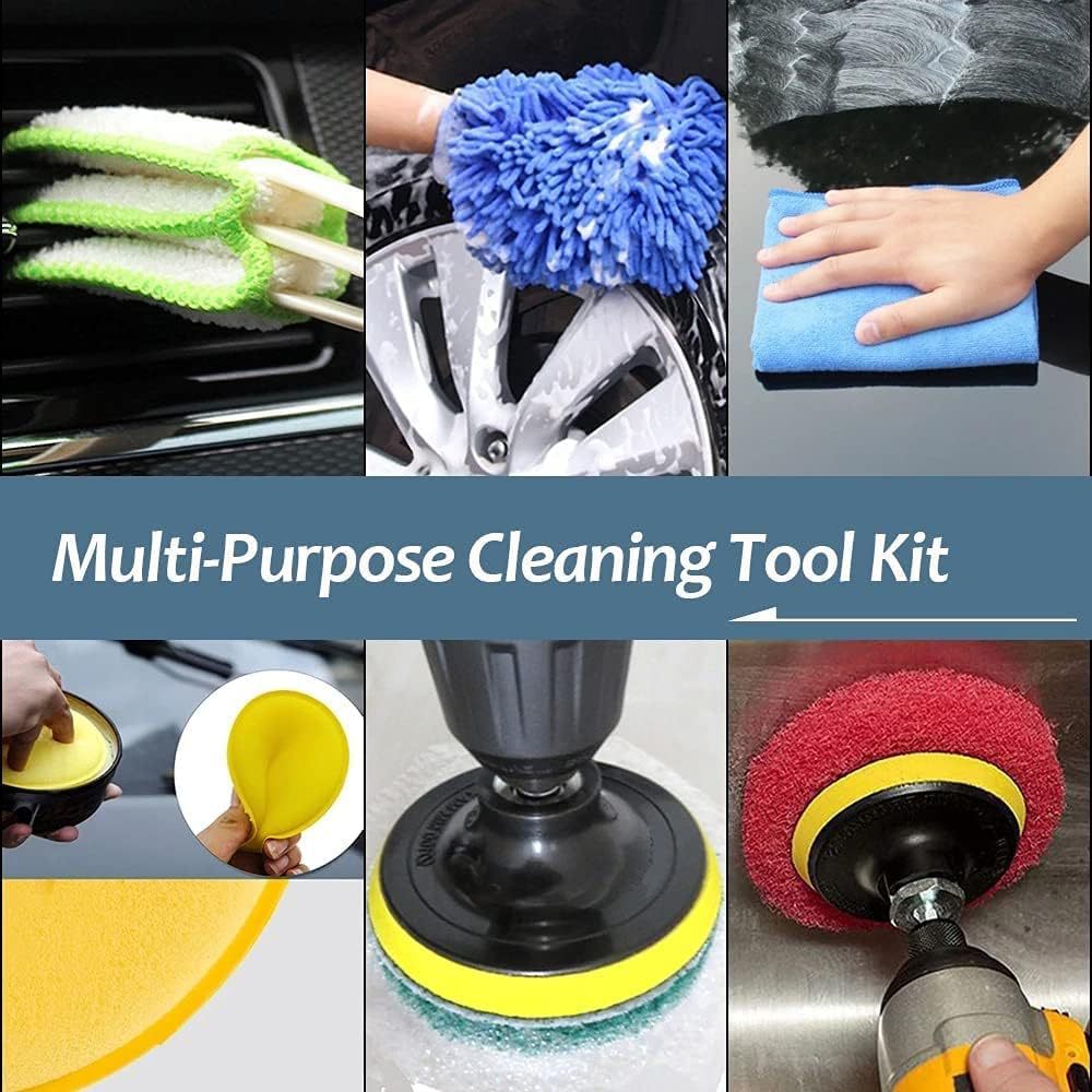 Cross-border best-selling car cleaning brush 26-piece set, electric drill brush head set, floor and wall descaling, cleaning and polishing tools Application Scenario